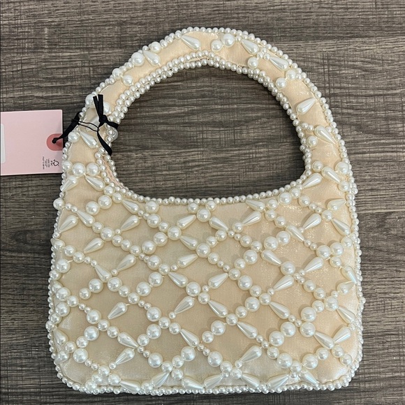 Sincerely Jules | Pearl-Embellished Tan Mini Bag - Picture 7 of 13